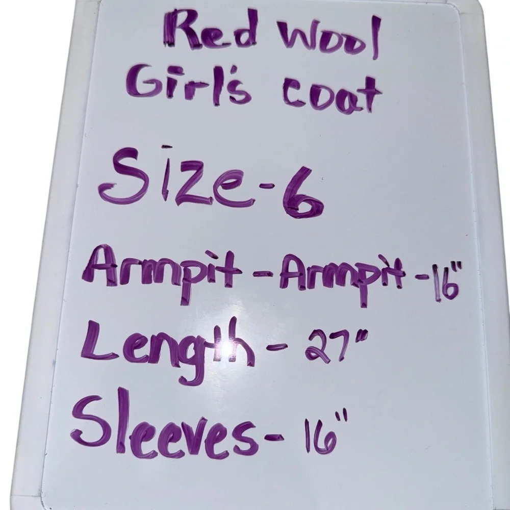 📌Red Wool Girls Hooded Coat Size 6 Classic Winter Dress Coat USA Made